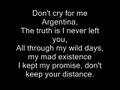 Evita- Don't Cry For me Argentina