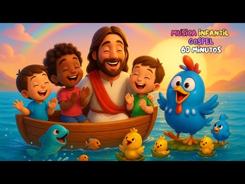 Pedro, Tiago, João no barquinho | Galinha Pintadinha de Jesus | 1 Hora de Louvor Infantil com Jesus