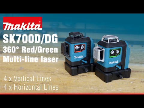 Makita Akumuliatorinis 360° CXT® lazerinis nivelyras SK700D 12Vmax • Raudono spindulio • 25 m video
