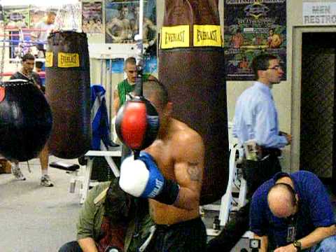Rocky Juarez works the heavy bag