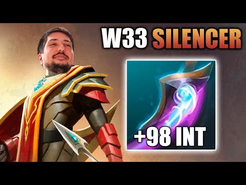 W33 Right Click Silencer +98 INT Pure DPS Glaives of Wisdom Dota 2 7.32c