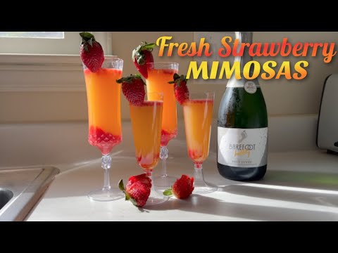 Fresh Strawberry Mimosas | ALCOHOL & NON-ALCOHOLIC | COCKTAILS