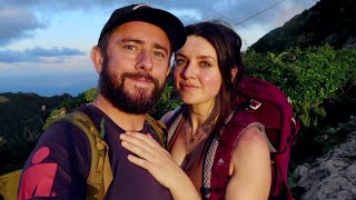 Hiking Through Mountains in Search of a Secluded Black Sand Beach