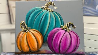How To Paint “Velvet Pumpkins” step by steps acrylic painting tutorial EASY FOR BEGINNERS