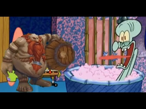 Gragas emotes on Squidward, drops a barrel then leaves
