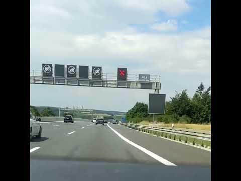 Driving along the A9 Autobahn just outside of Ingolstadt in Bavaria, Germany