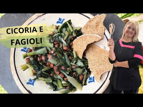 VERDURA CICORIA 🥬 E FAGIOLI 🫘 CIBO SANO RICETTA VEGANA 🌱 PER LA RUBRICA DEL MERCOLEDÌ.PIATTO POVERO 