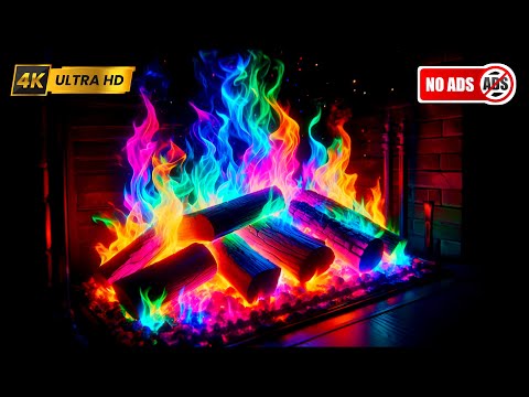 Soothing Rainbow Fireplace 4K Ultra HD | Relax, Sleep, Study & Meditation Ambience