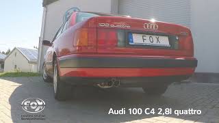Video: FOX Edelstahl Sportauspuff-Komplettanlage ab Kat. Audi 100, A6 Typ C4 quattro 2.6l 2.8l