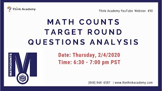 [Think Academy] 2020 Math Counts State Target Round Question Analysis