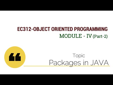 Ec312 Object Oriented Programming Packages In Java Module Iv Part 2