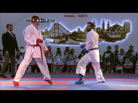 Enes ERKAN vs Slobodan BITEVIC. FINAL. Male Kumite +84kg. European Karate Championships 2015