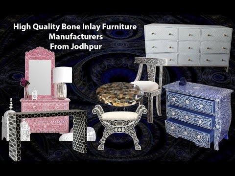 Handcrafted Bone Inlay Bedside Table , Bone Inlay Nightstand Inlay Furniture