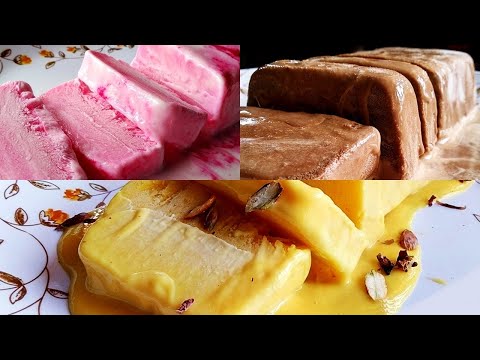3 types of Ice cream without cream, condensed milk, beater and Egg|Vanilla, Chocolate,Mango(Eng sub)