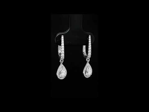 1.00 Carat Diamond drop halo earrings - Orogem Jewelers