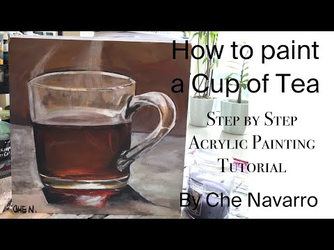 How to paint a cup of tea | Easy Step by Step Acrylic Painting Tutorial | Art