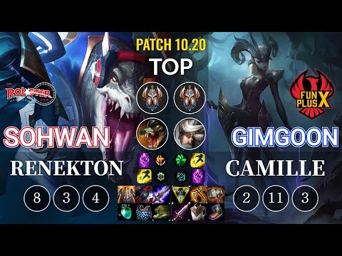 KT SoHwan Renekton vs FPX GimGoon Camille Top - KR Patch 10.20