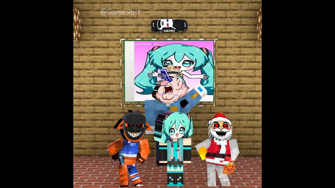 Sprunki Hatsune Miku, evil Sprunki Santa Claus, and Sprunki Crash Bandicoot, who will win?!