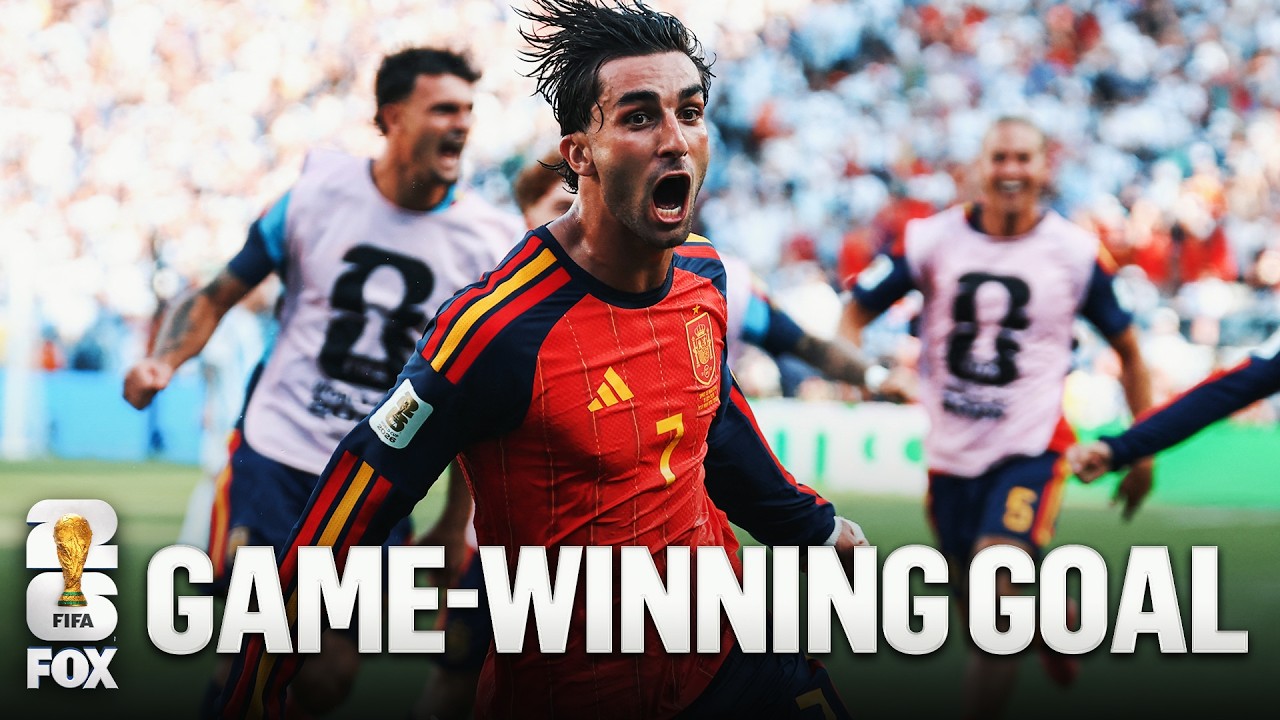 Ferran Torres scoring Spain's extra-time winner against Argentina in the 2026 World Cup final