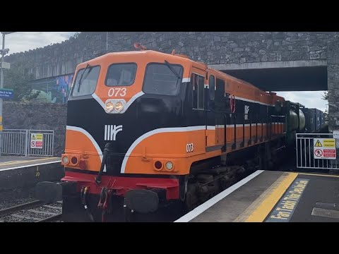 IE class 071 (073) C.I.E retro livery pulling goods through Sallins and Naas train station