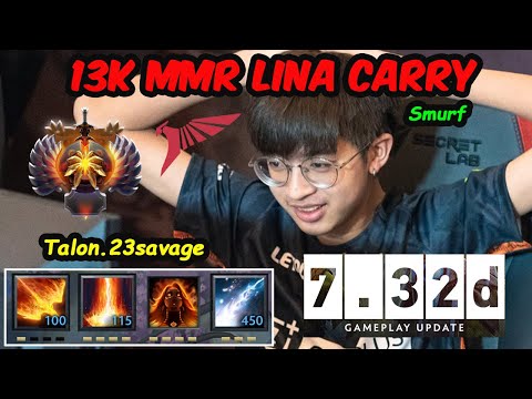 Talon 23savage Lina 13K MMR Carry Smurf vs Paparazi Morphling Dota 2 7.32d pro Gameplay