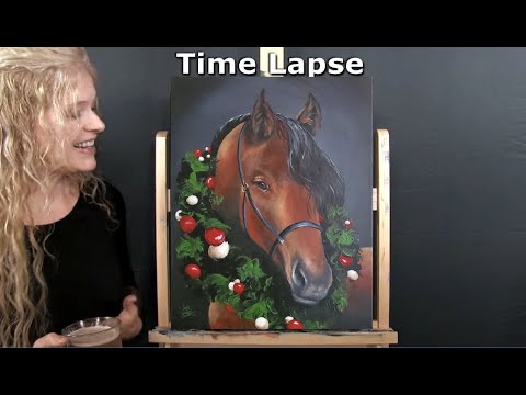 Learn How to Draw and Paint "HOLIDAY HORSE" with Acrylic Paint - TIME LAPSE- Beginner Video Tutorial