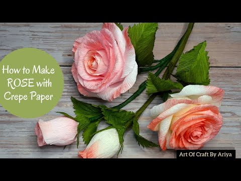 How to Make Rose Flower from Crepe Paper