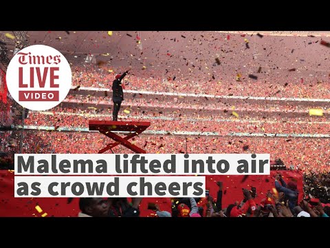 Julius Malema lifted into air in front of thousands during 10th anniversary rally