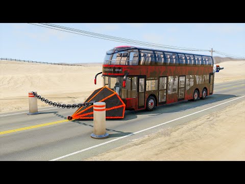 Cars vs Chained Bollard – BeamNG.Drive