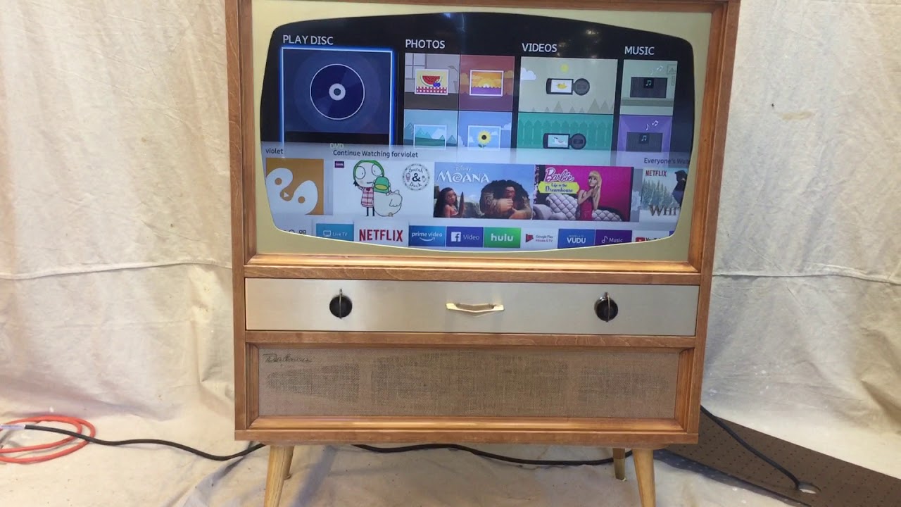deluxefurnitureco Mid Century inspired flat screen TV