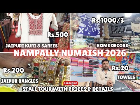 ₹500 JAIPUR KURTI 😍 | SAREES, BANGLES, TOWELS & HOME DECOR | NAMPALLY NUMAISH 2026 #exhibition #fyp