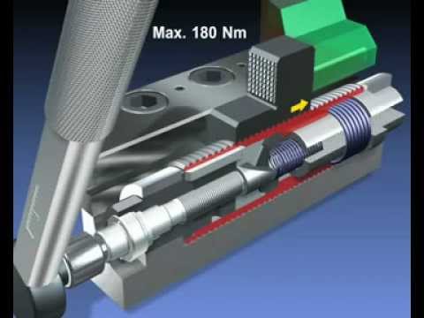 Die Kraftspannspindel ist ein Spannelement, das zum kraftschlüssigen Spannen von schweren Werkstücken an spanenden Großmaschinen eingesetzt wird