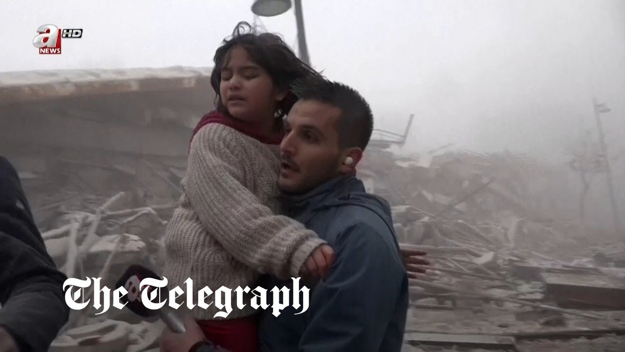 Watch Reporter abandons broadcast rescue young girl Turkey earthquake