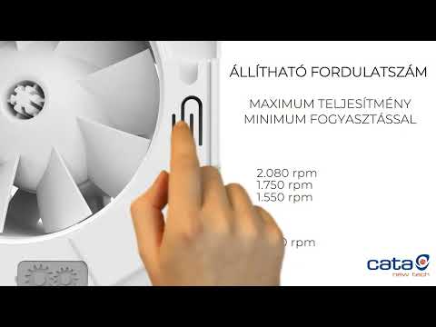 Cata UC-10 SILENTIS Timer Axiális kisventilátor beépített pillangószeleppel és utószellőztető funkcióval, fekete
