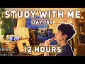 🔴LIVE 12 HOUR | Day 169 | study with me Pomodoro | No music, Rain/Thunderstorm sounds
