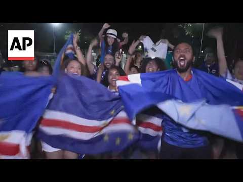 Cape Verde fans celebrate after making the World Cup knockout round
