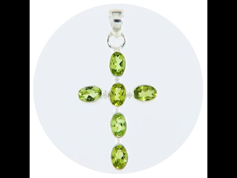 Pandantiv Argint 925 Cruce Peridot Natural - Rafinament si Prospetime