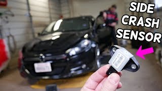 SIDE FRONT LEFT CRASH IMPACT AIRBAG SENSOR LOCATION REPLACEMENT DODGE DART, CHRYSLER 200