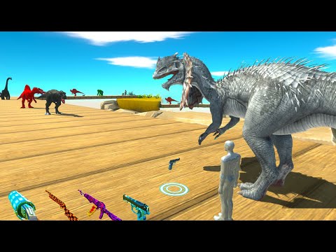 ALBINO CORAL vs  DINOSAURS ZIG ZAG DEATH FALL - Animal Revolt Battle Simulator