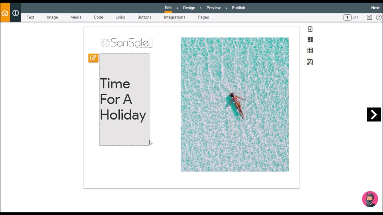 moving content elements on a simplebooklet page