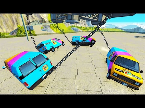 Chained Cars Swinging At A Spinner BeamNG drive
