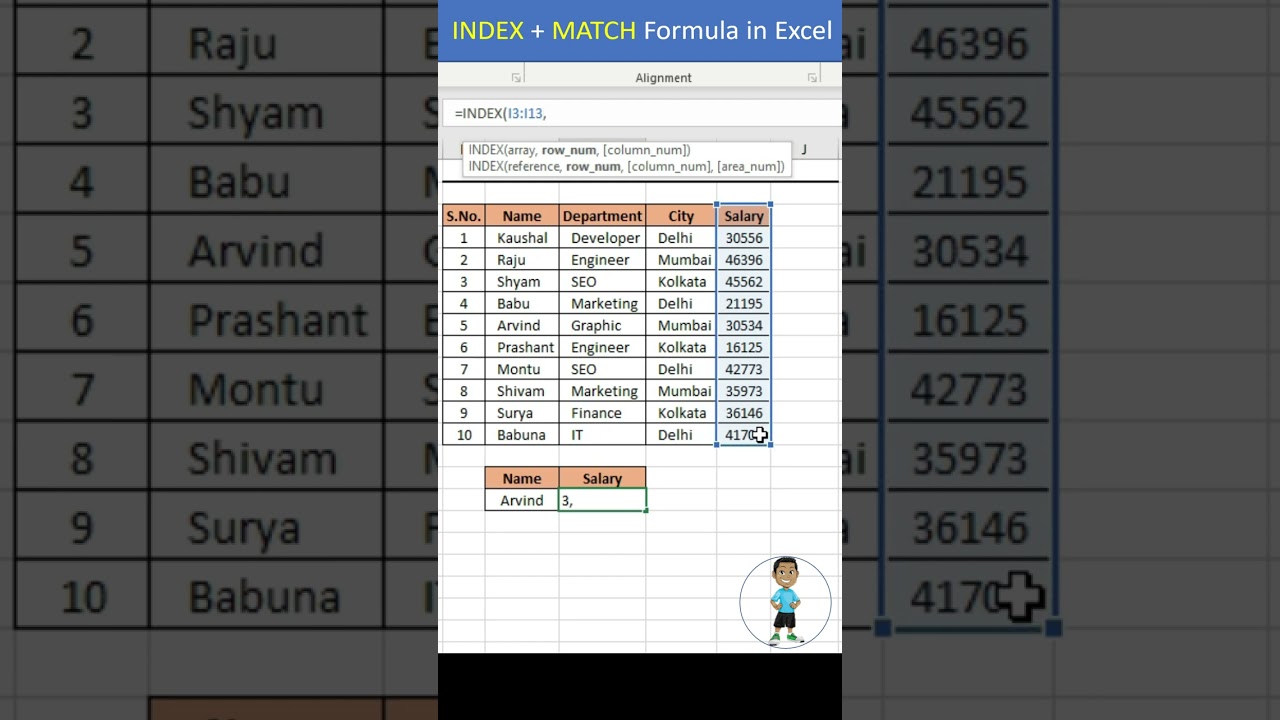 INDEX + MATCH Formula in Excel #exceltutorial #excel #exceltips #exceltutorial #microsoftexcel