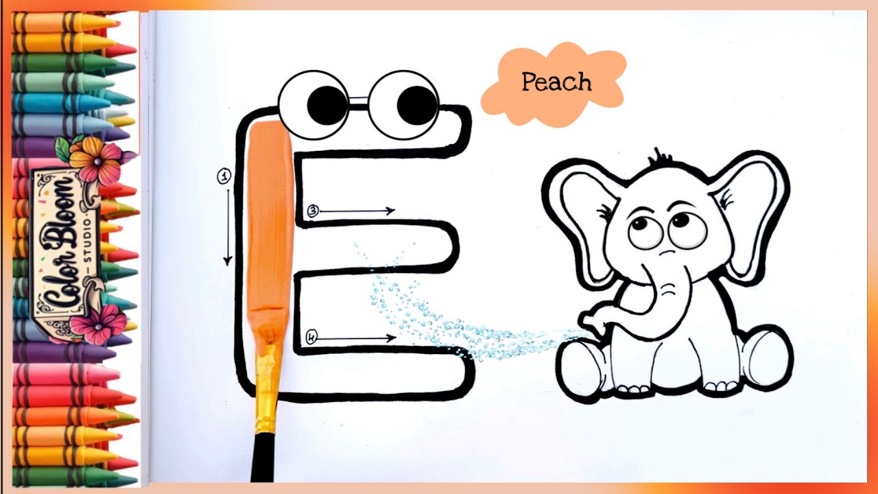 Learn The Alphabet - Letter E | Fun With Words, Drawing & Coloring For Kids!