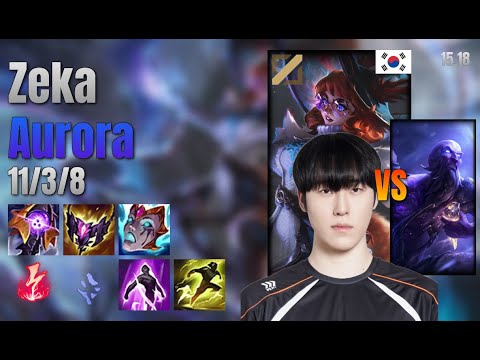 Zeka Mid Aurora vs Ryze lol KR solo rank Full Game 15.18 | 제카 오로라 vs 라이즈