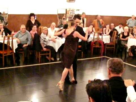  Andrea Misse  and  Javier Rodriguez  are  dancing  to  the  tango  "  Bien Pulenta  "