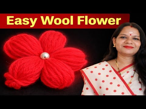 Beautiful Woolen Flower Craft Idea Using Finger | DIY Woolen Flowers