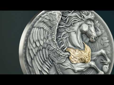 2024 Cameroon 1 Ounce Pegasus 24K Gilded High Relief Silver Coin