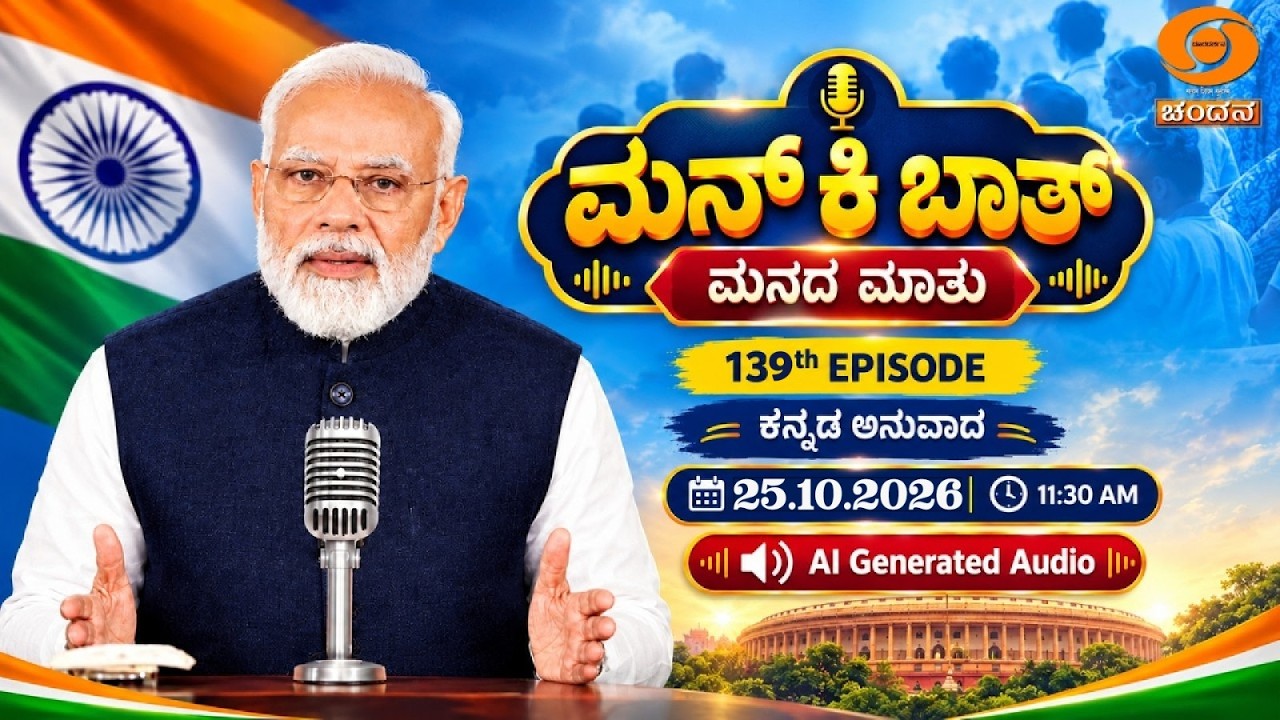 Kannada Version of Hon'ble PM's Mann Ki Baat - 139th Episode | AI Generated Audio | 25-10-2026