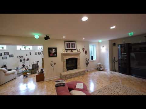 The basement party space in a Riverwoods home