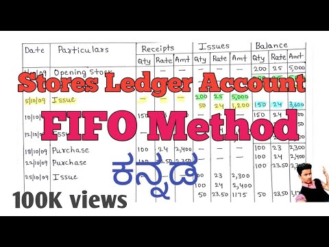 Store Ledger Account (FIFO Method) || Elements of Costing Kannada||
